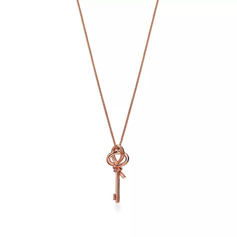 Noble T Keys Woven Pink Diamonds Medium Necklace