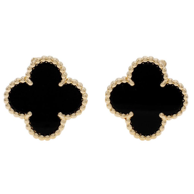 18k Vintage Alhambra Black Earrings
