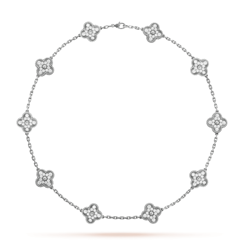 18K Vintage Alhambra Diamonds 10 Motifs Necklace