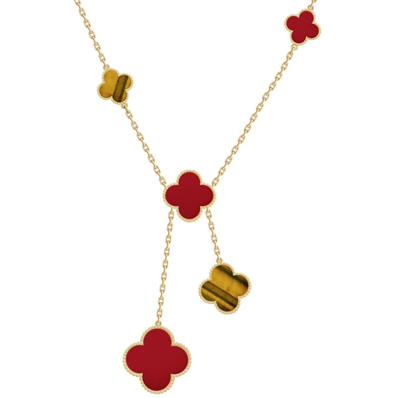18K Magic Alhambra Six Motifs Carnelian Necklace