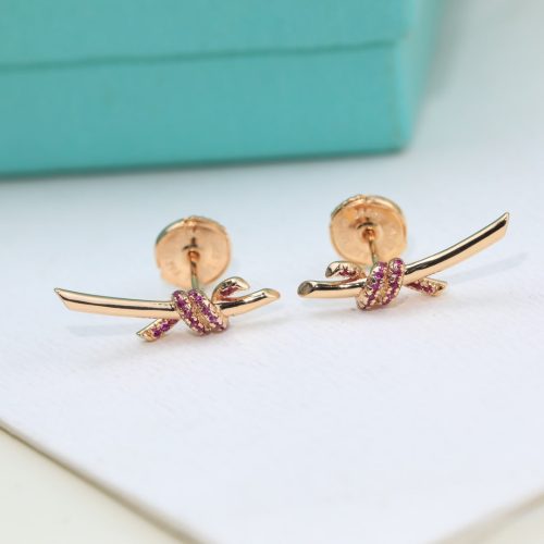 Noble T Knot Pink Diamonds Earrings