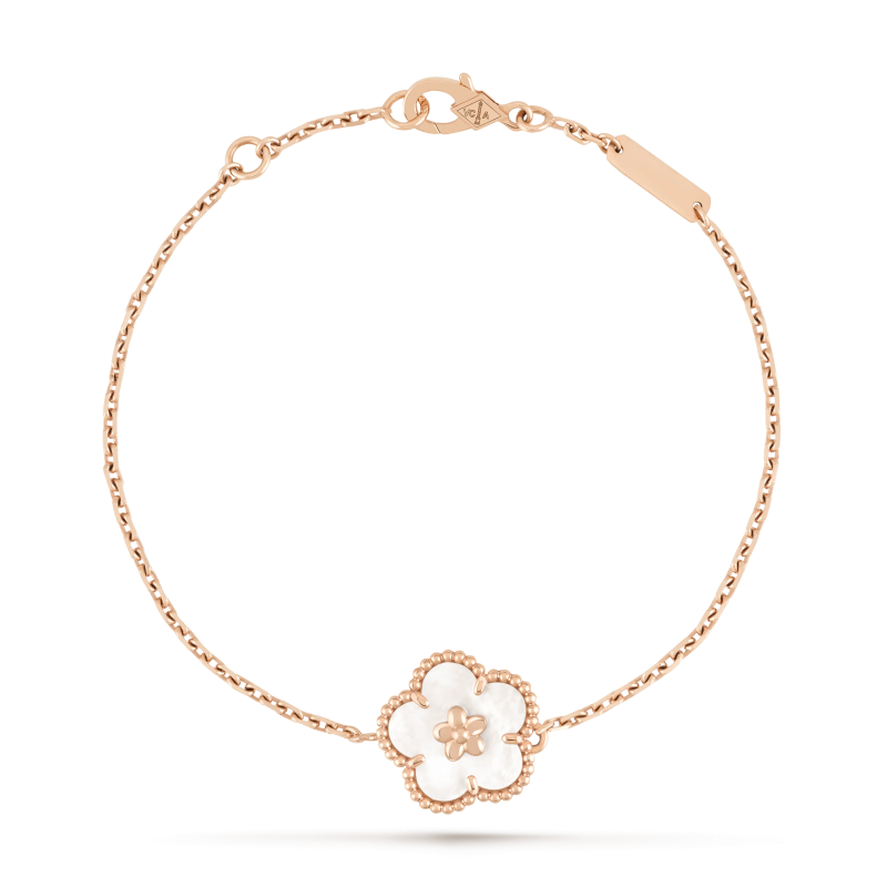 Noble Lucky Spring White Blossom Rose Gold Bracelet